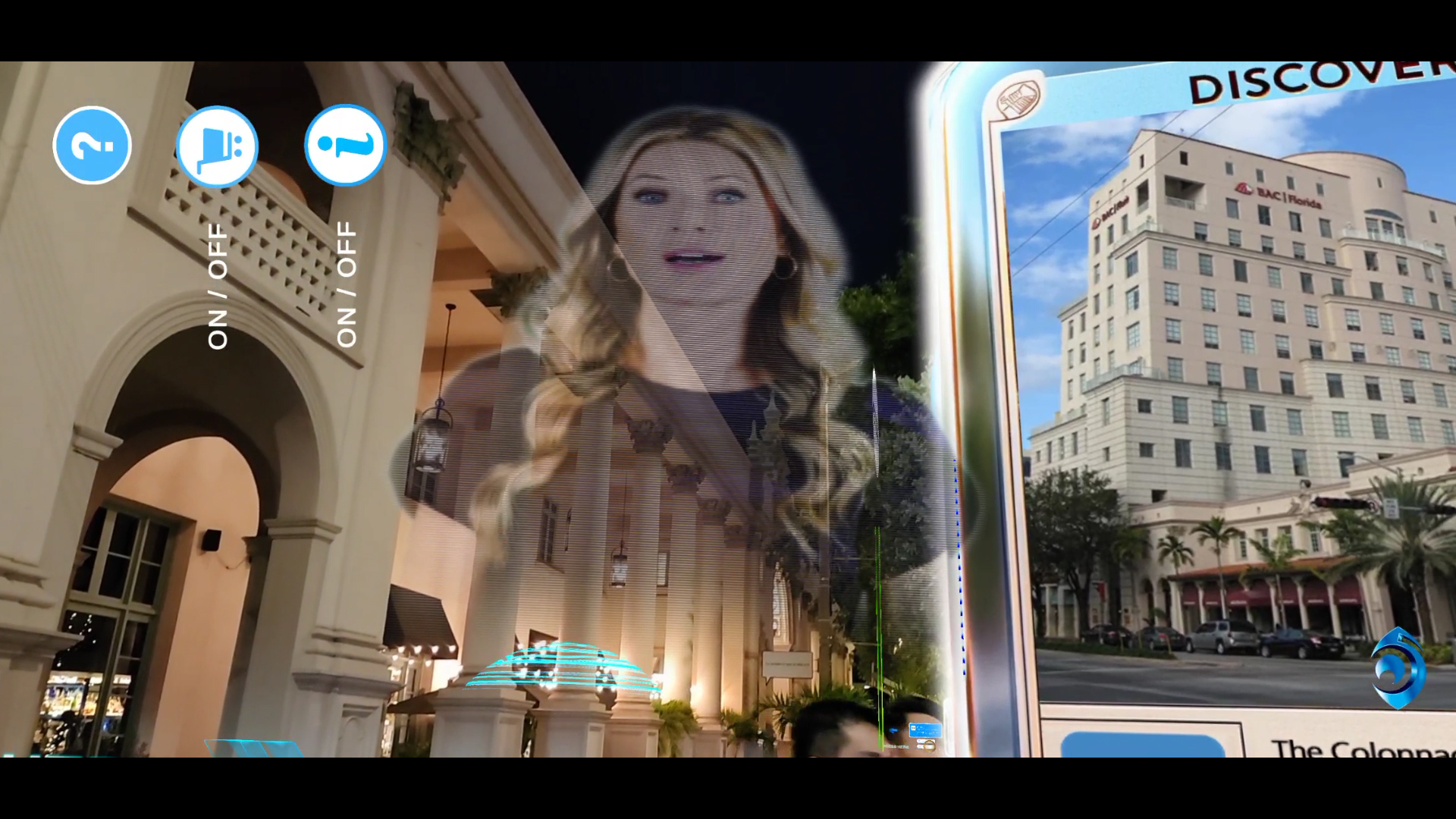 Miracle Mile streetscape and public AR installation context in Coral Gables